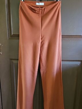 Mango Wide-Leg Pants in Rust Orange